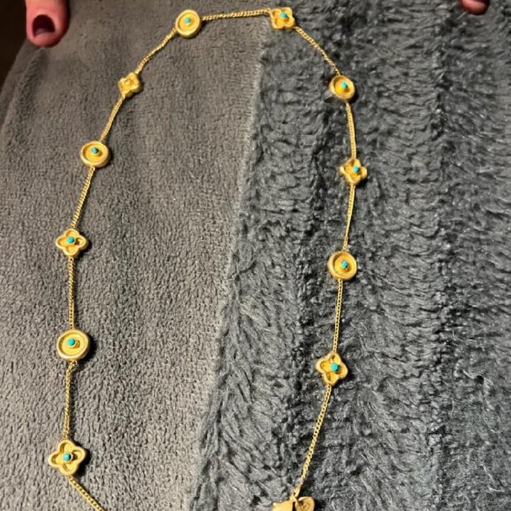 Julie Vos gold and turquoise necklace
